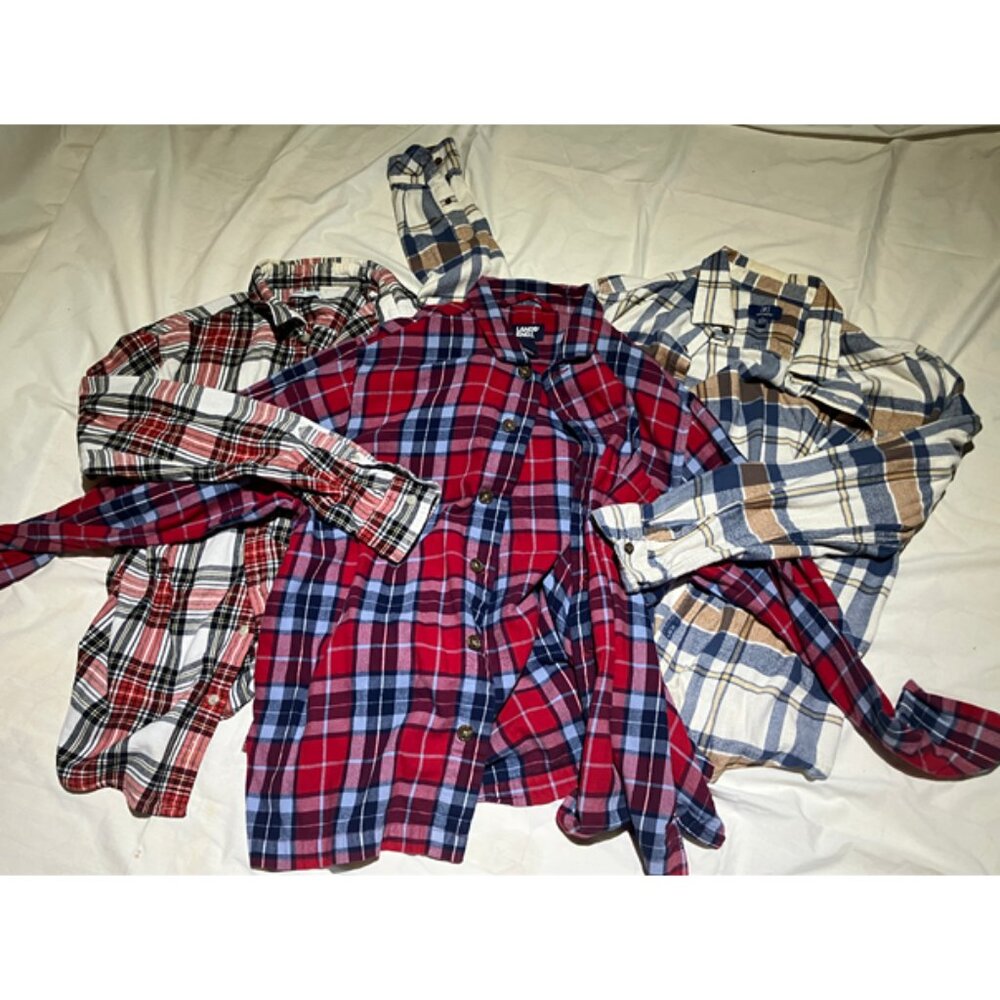 Three Large Flannel Shirts
